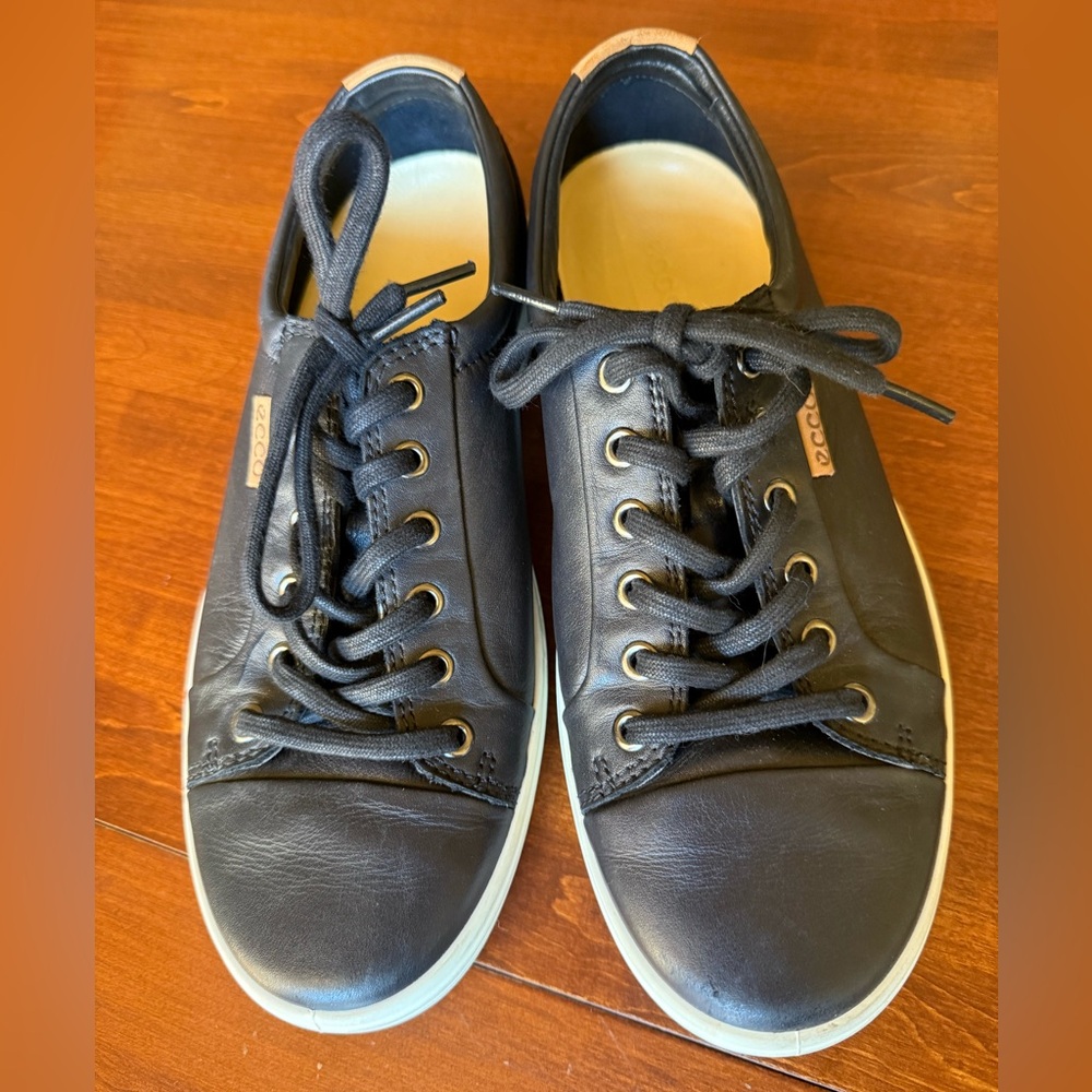 Ecco Soft 7 Premium Black Leather Sneakers men’s size 6.5